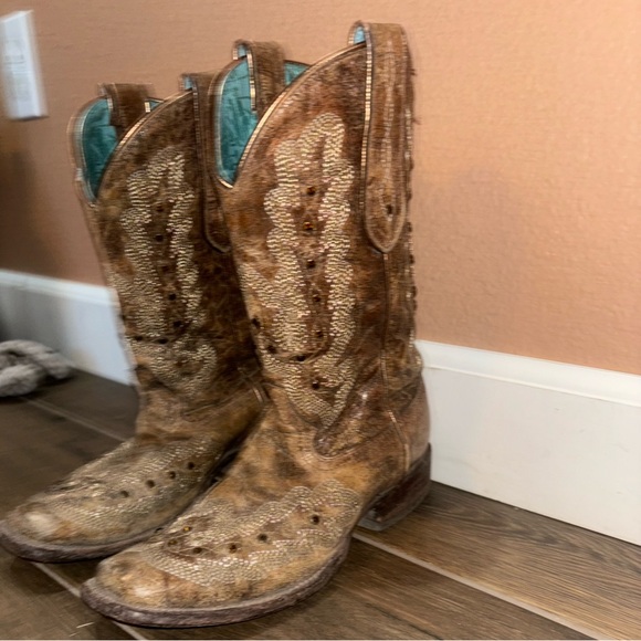 Women’s Cowboy boots- Corral tan/gold - Picture 5 of 9